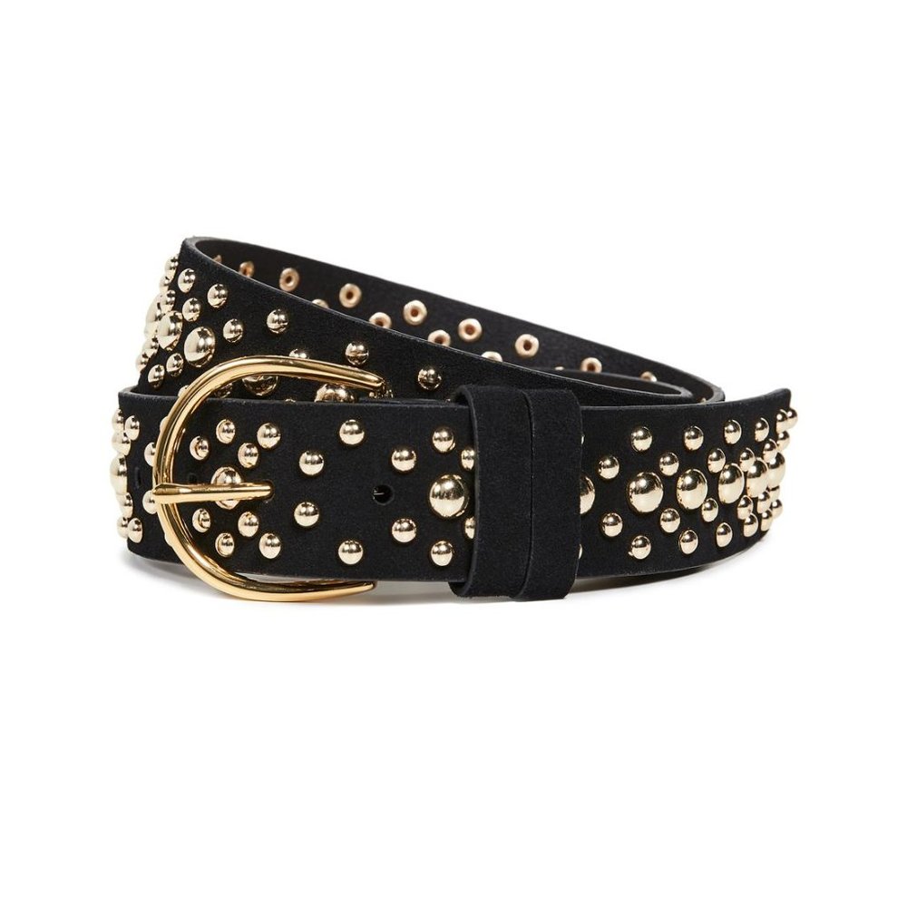 Frame Black and Gold Studded Belt